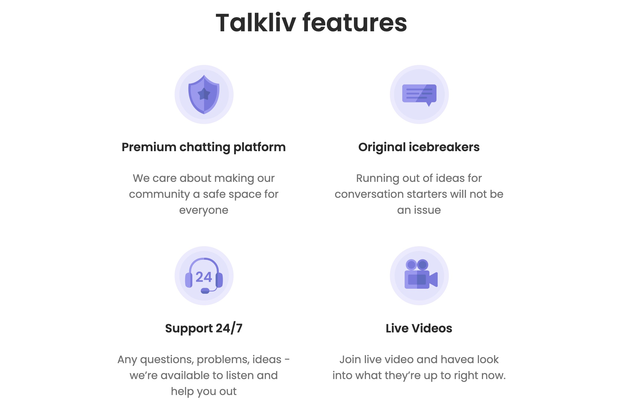 TalkLive features